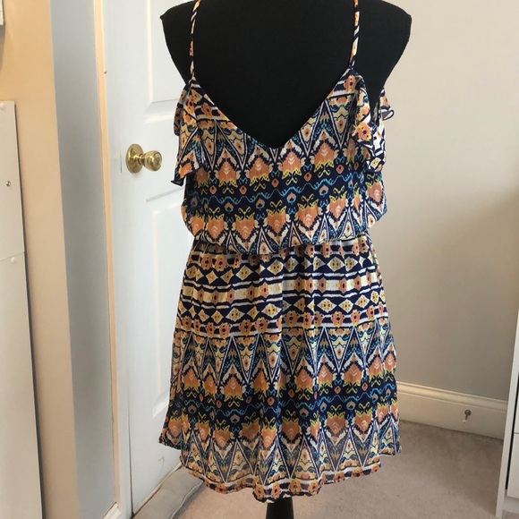 Ikat Pattern Off the Shoulder Dress - Picture 2 of 3